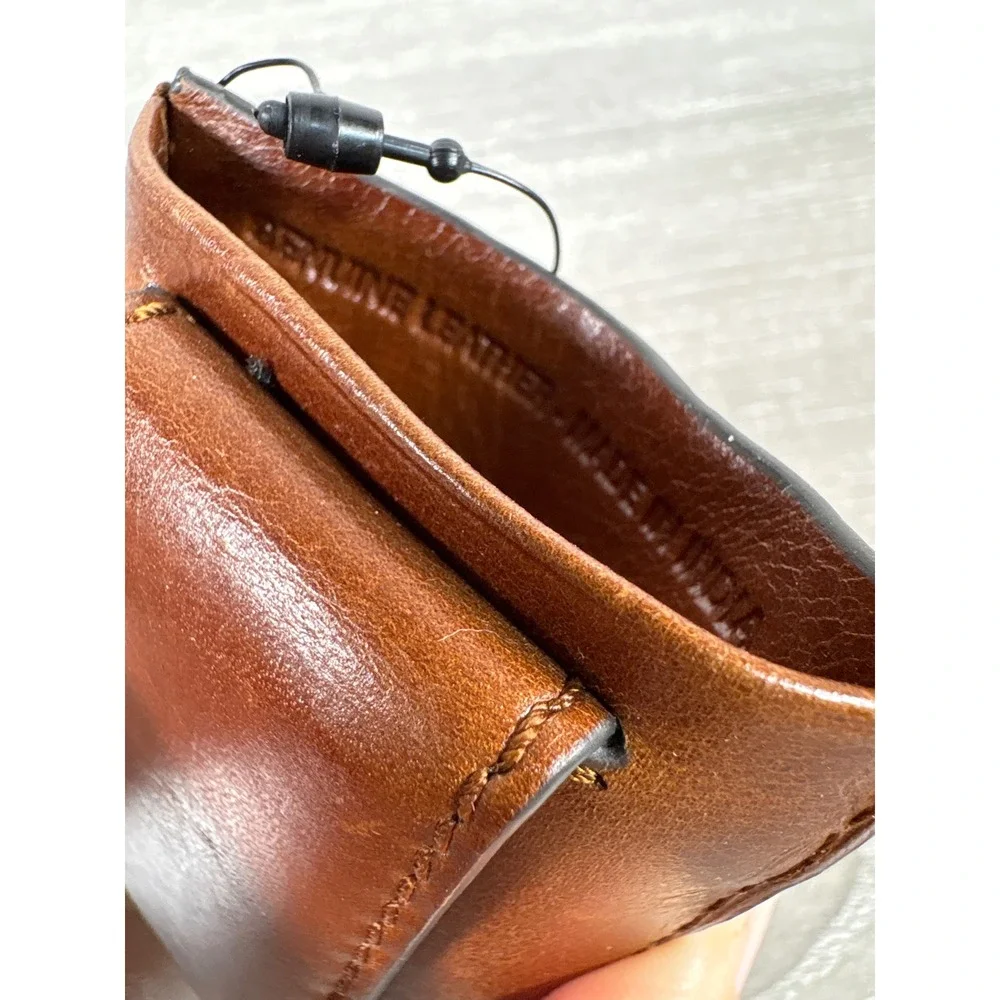 Patricia Nash Mens Tan Genuine Leather Magnetic Money Clip Card Holder Wallet